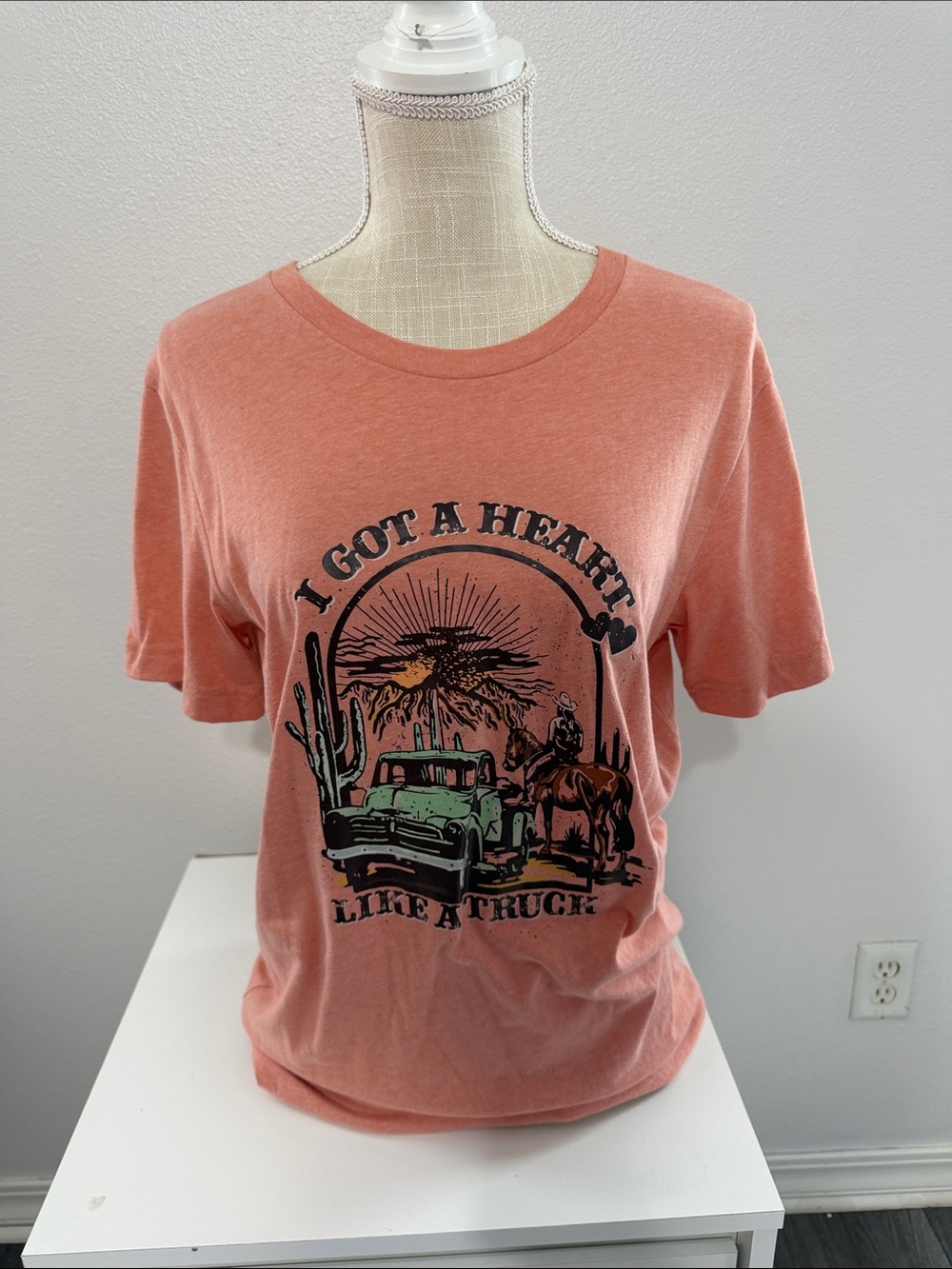 Bella Canvas Coral Pink Western Truck Graphic Tee